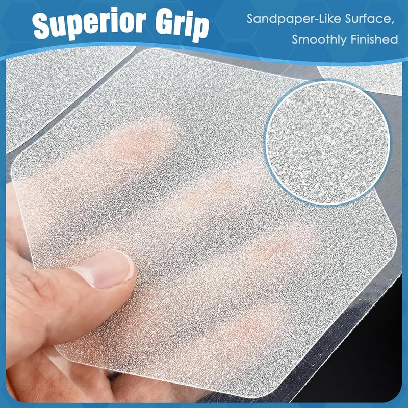 SX 24 Pcs Anti Slip Shower Stickers (Large 4.7" Hexagon), Oversized Non Slip Bathtub Stickers with Scraper, Invisible Clear High Traction Grit Safety Bath Decals for Tub Floor, Pools, Stairs - Image 2